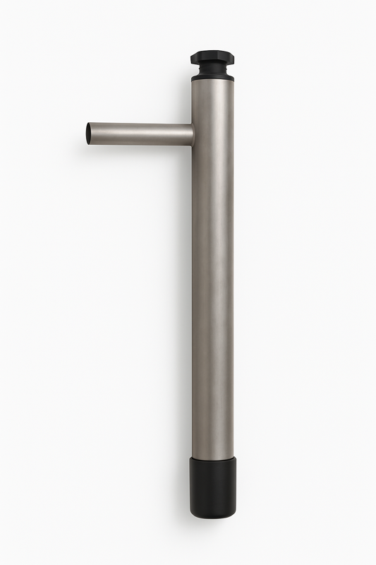EasyDrench onmisbare bolusschieter, zichtbaar met metalen handvat en stevige constructie voor veilig gebruik.